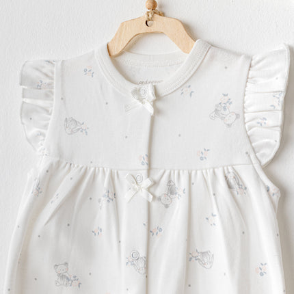 Ecru Cuddly Romper Ruffle Band Set