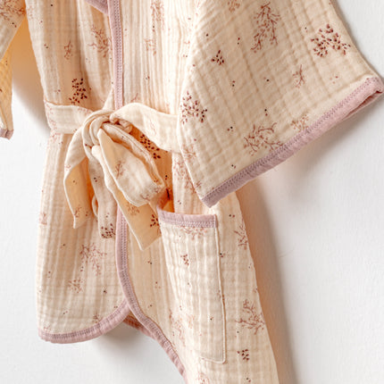 Light Salmon Pretty Flowers Bathrobe