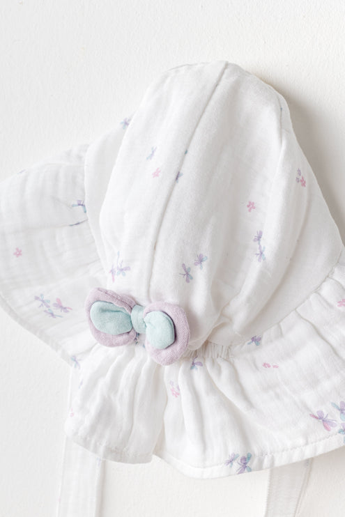 White Butterfly Muslin Bow Hat