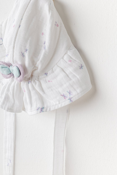 White Butterfly Muslin Bow Hat
