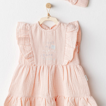 Salmon Love Family Muslin Dress Band Set