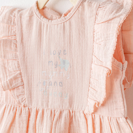 Salmon Love Family Muslin Dress Band Set