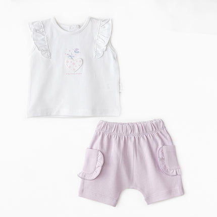 Lilac Butterfly Shorts Set