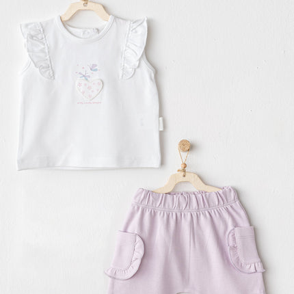 Lilac Butterfly Shorts Set