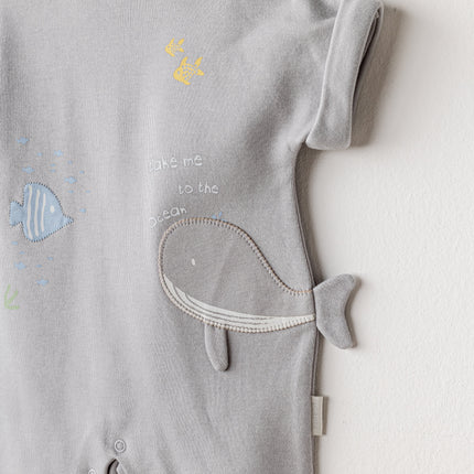 Grey Happy Ocean Whale Romper