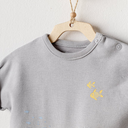 Grey Happy Ocean Whale Romper