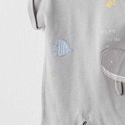 Grey Happy Ocean Whale Romper