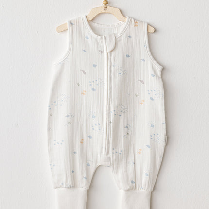 White Ocean Sleeveless Muslin Romper