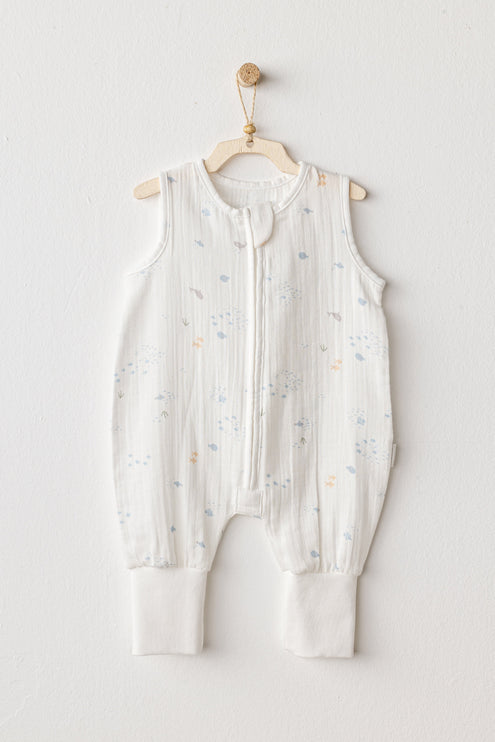 White Ocean Sleeveless Muslin Romper