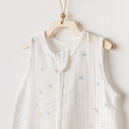 White Ocean Sleeveless Muslin Romper