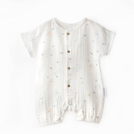 White Happy Ocean Muslin Romper