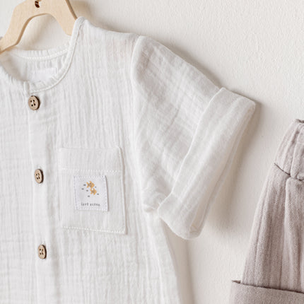 Grey Shorts Button Outfit