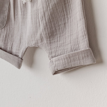 Grey Shorts Button Outfit
