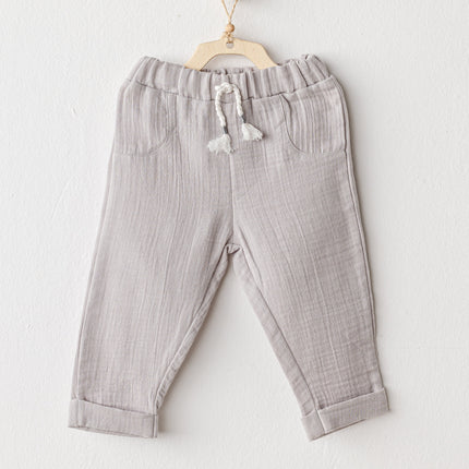 Grey Muslin Bowtie Outfit Set