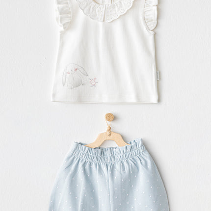 Blue Cuddly Bunny Bear Shorts Set
