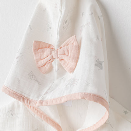 Ecru Love Family Muslin Bow Pancho