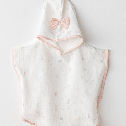 Ecru Love Family Muslin Bow Pancho