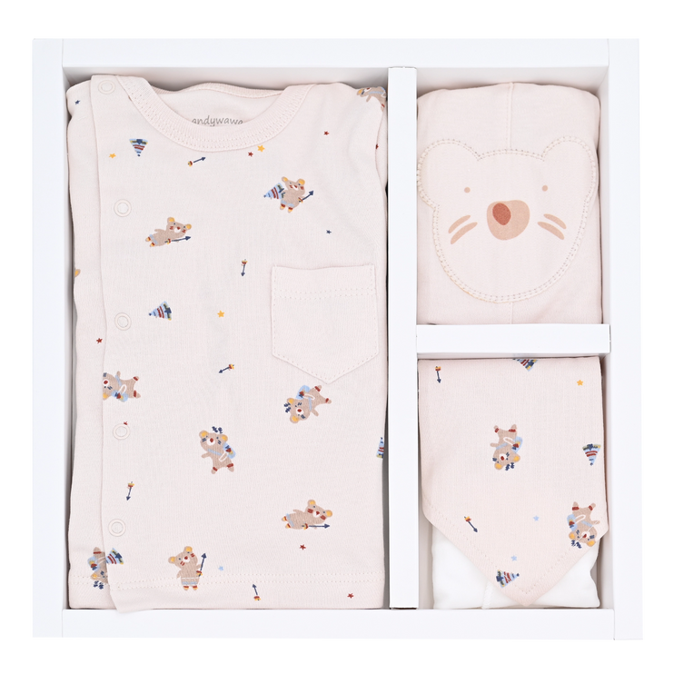 Andy Wawa-AC21070--BEIGE-Baby Coming Home 5 PCS NEWBORN SET BEAR CAMP