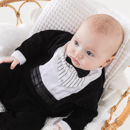 Black Holiday Velvet Romper & Bib