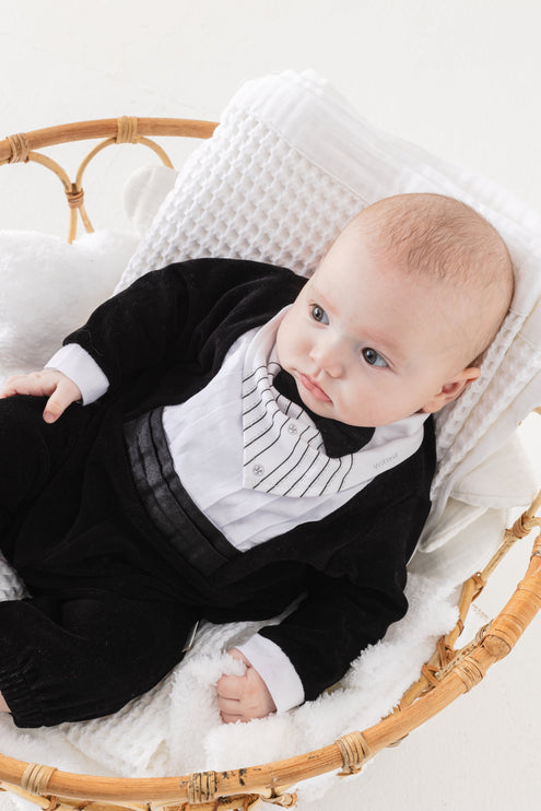 Black Holiday Velvet Romper & Bib