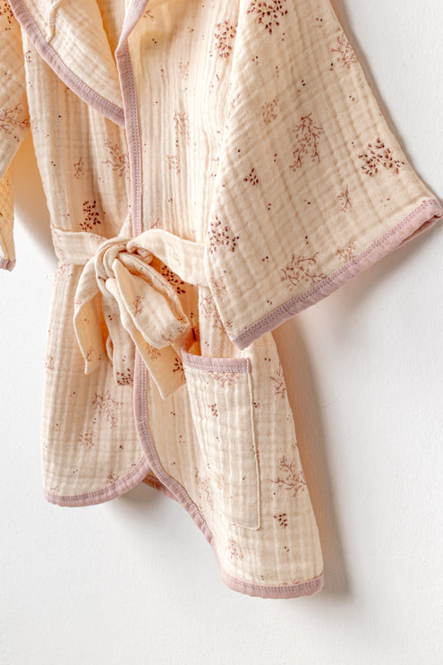Light Salmon Pretty Flowers Bathrobe