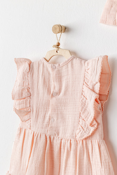 Salmon Love Family Muslin Dress Band Set