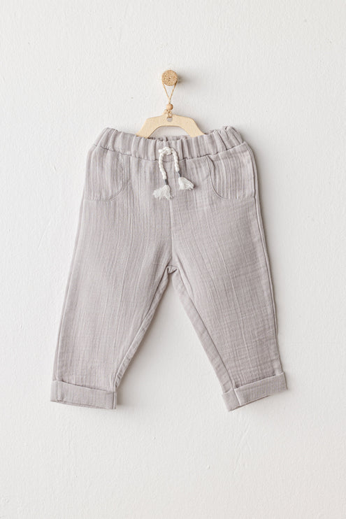 Grey Muslin Bowtie Outfit Set