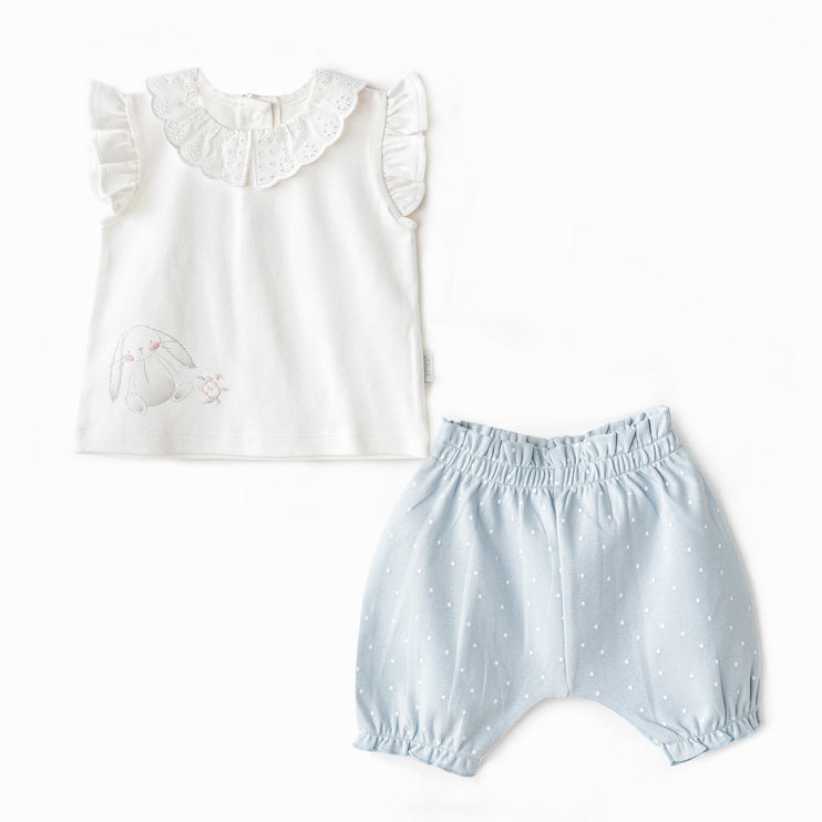 Blue Cuddly Bunny Bear Shorts Set