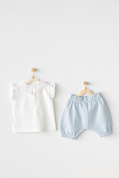 Blue Cuddly Bunny Bear Shorts Set