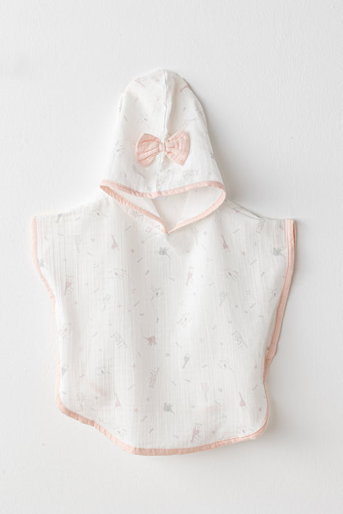 Ecru Love Family Muslin Bow Pancho