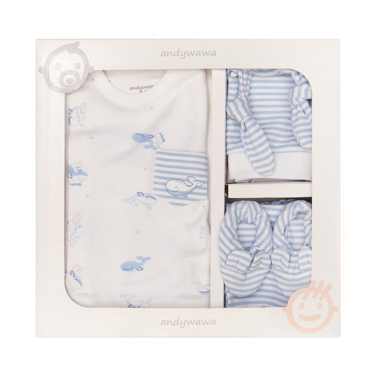 Soft Blue Baby 5pcs Whale Gift Set