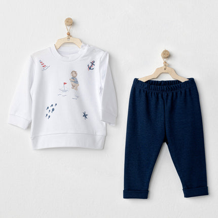 White Sailor Bear Cotton Outfit