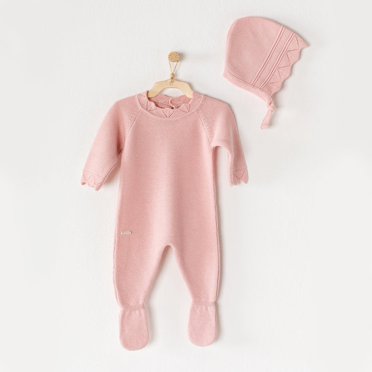 PINK-Baby   Set ROMPER HAT SET KNITWEAR-AC23202-PINK