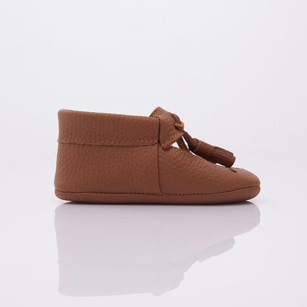 Brown Perforated Tassel Booties