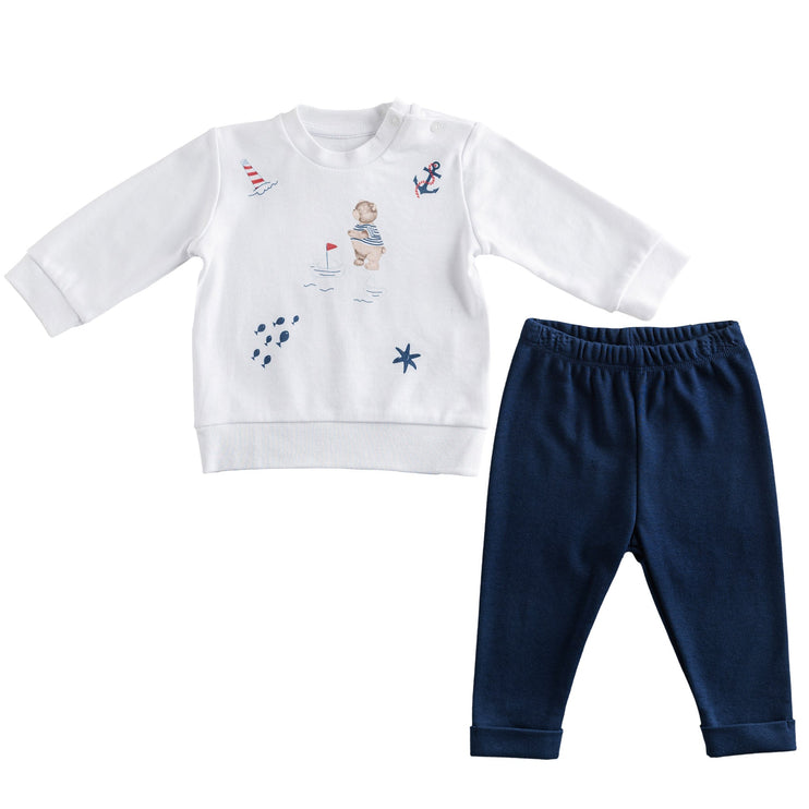 White Sailor Bear Cotton Outfit