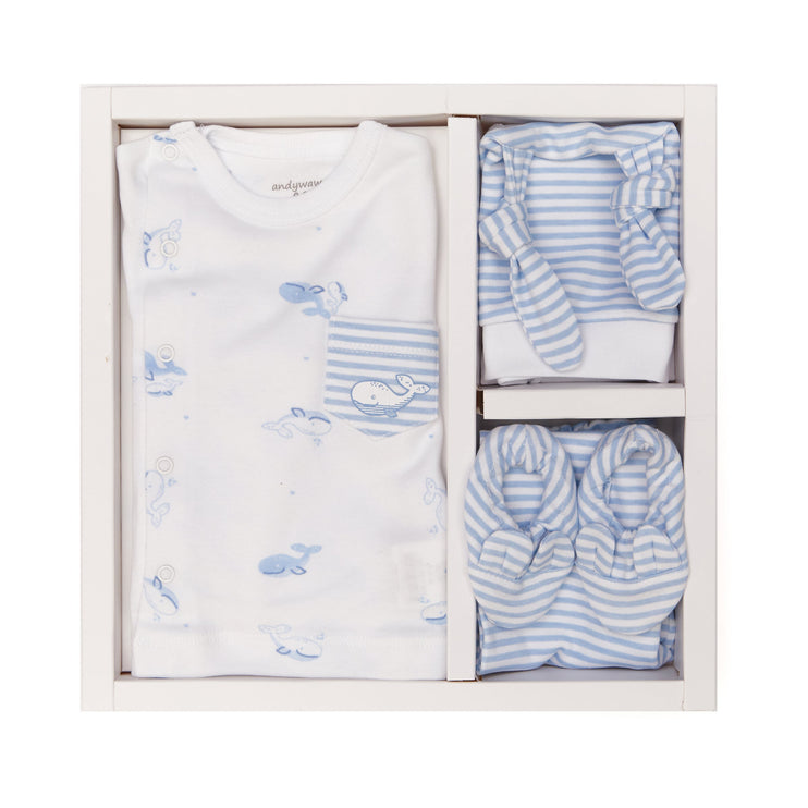 Soft Blue Baby 5pcs Whale Gift Set